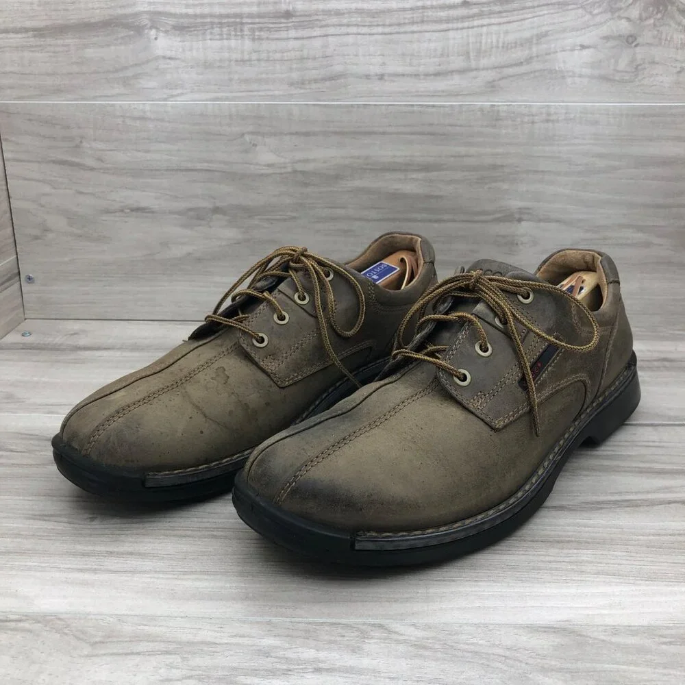 Ecco Shoes Mens EU 45 Brown Nubuck Leather Lace Up Derby Casual Shoes